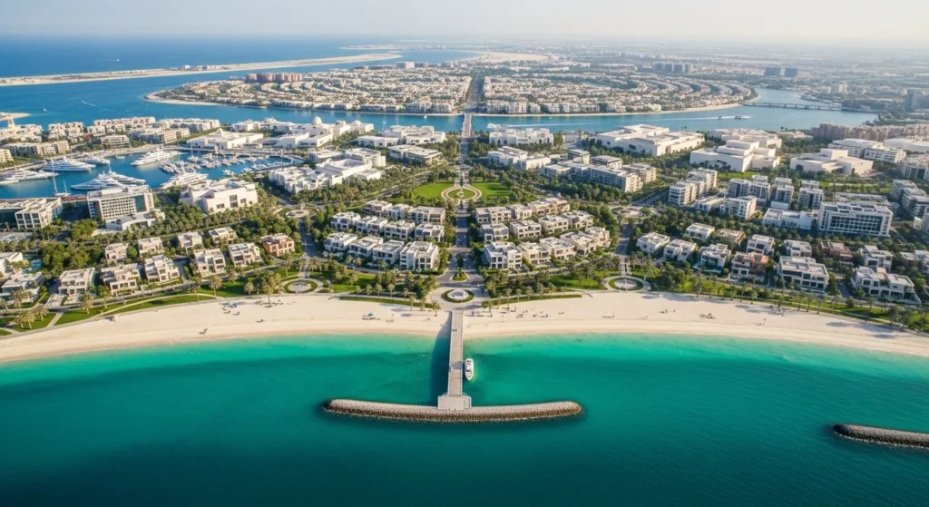 Family-friendly neighborhoods in Abu Dhabi with parks and beaches.
