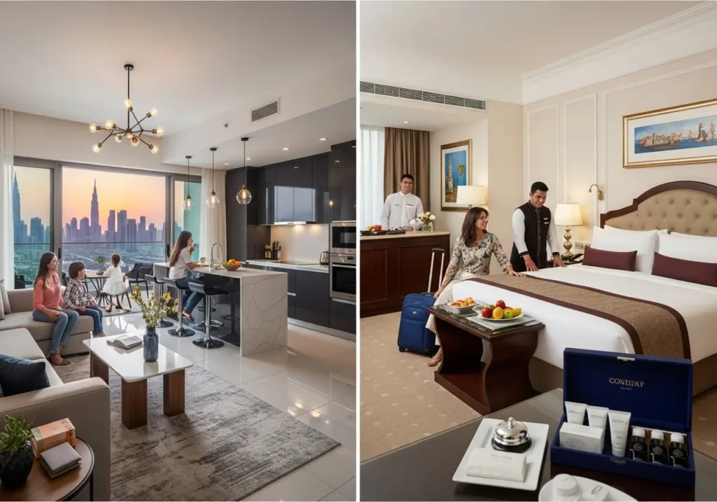 Comparison of Airbnb holiday homes and hotels in Dubai
