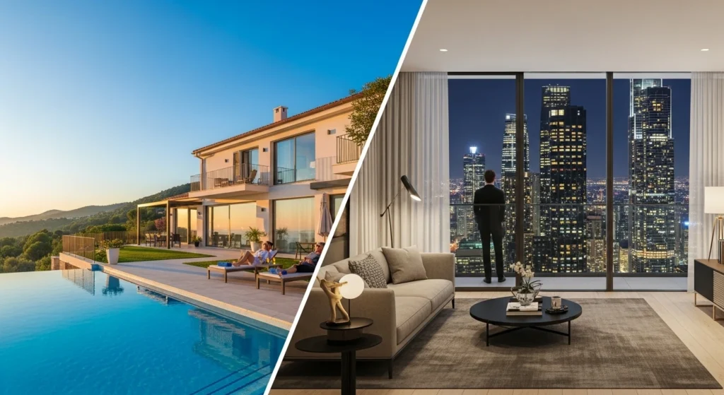 Comparison between a holiday villa and furnished apartment in Abu Dhabi.