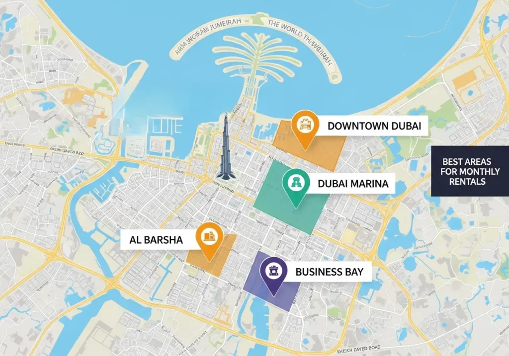 Dubai monthly rentals map